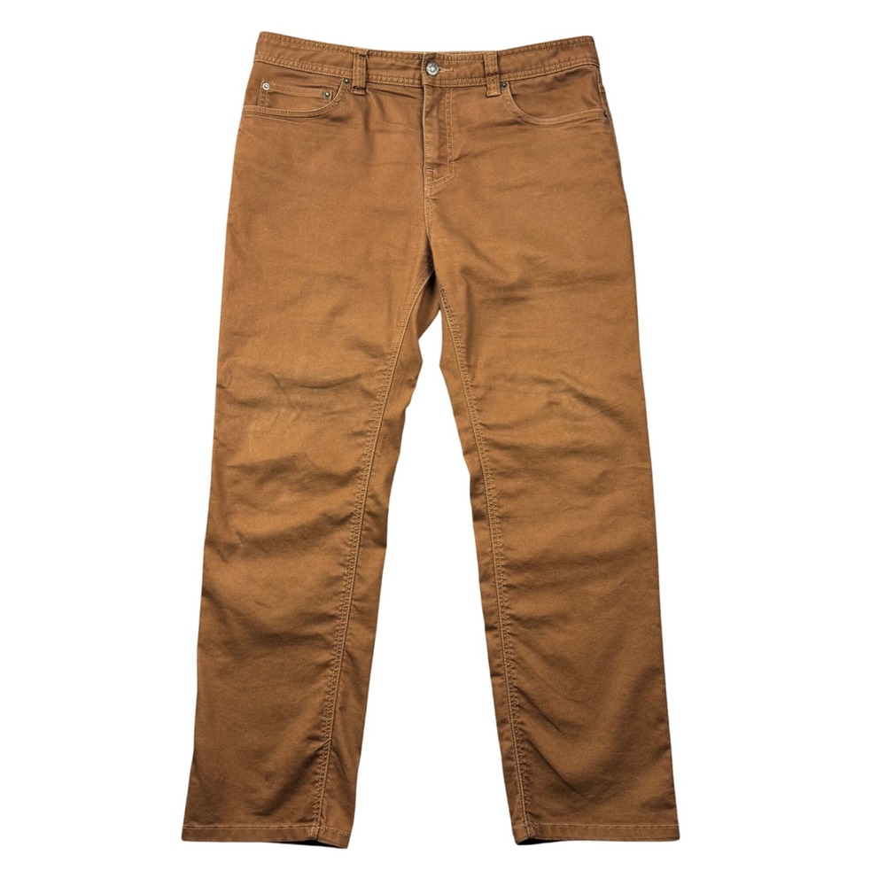Prana Mens 34x30 (35x29) Bridger Slim Fit Jeans Organic Cotton Blend Pants Brown